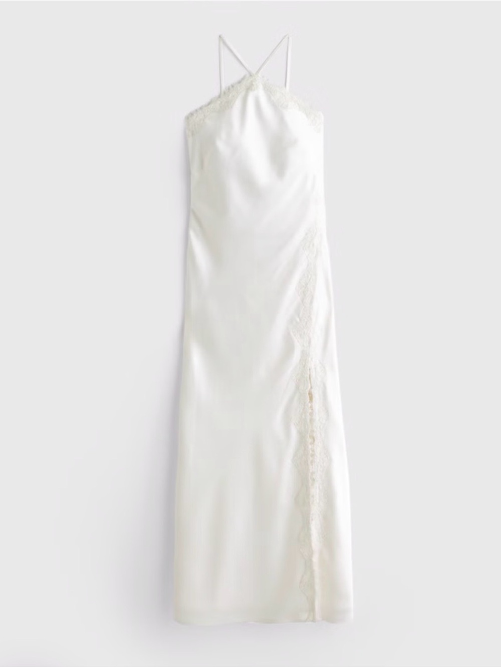 ASOS White Lace-Trim Maxi Slip Dress